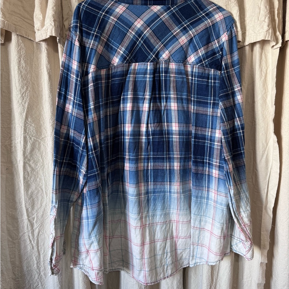 Torrid Blue and Pink Ombre Plaid Shirt - Picture 2 of 4